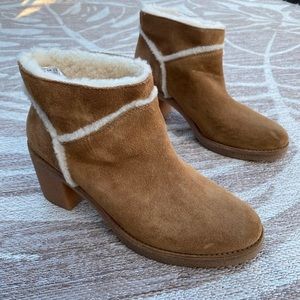 UGG Kasen Block-Heel Suede Ankle Boots Size 6.5